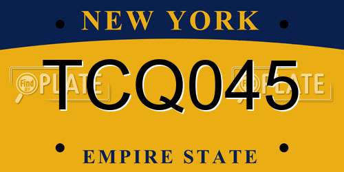 TCQ045 New York License Plate