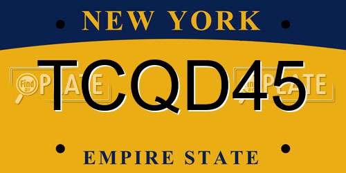 TCQD45 New York License Plate