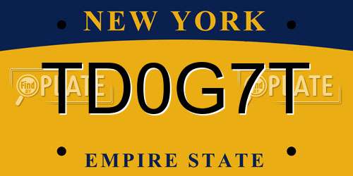 TD0G7T New York License Plate