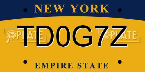 TD0G7Z New York License Plate
