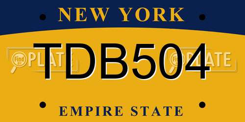 TDB504 New York License Plate