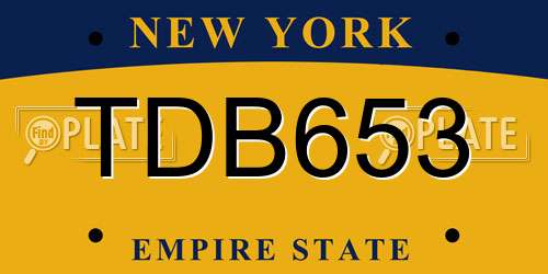 TDB653 New York License Plate