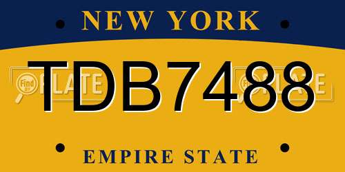 TDB7488 New York License Plate