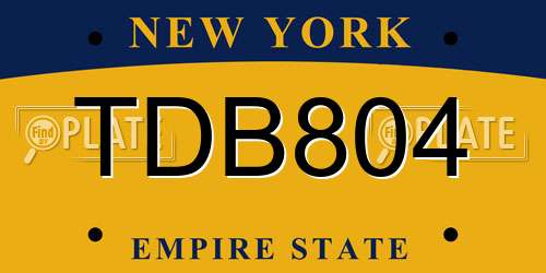 TDB804 New York License Plate