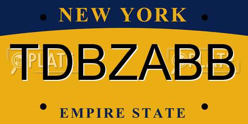 TDBZABB New York License Plate