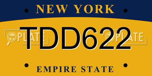 TDD622 New York License Plate