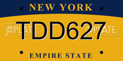 TDD627 New York License Plate