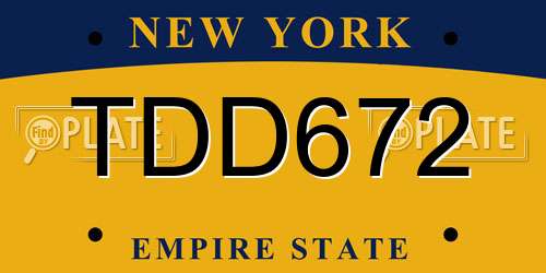 TDD672 New York License Plate