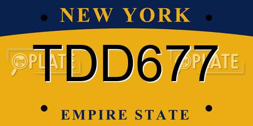TDD677 New York License Plate