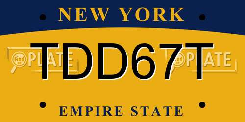 TDD67T New York License Plate
