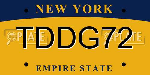 TDDG72 New York License Plate