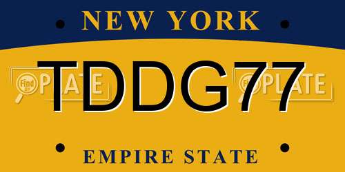 TDDG77 New York License Plate