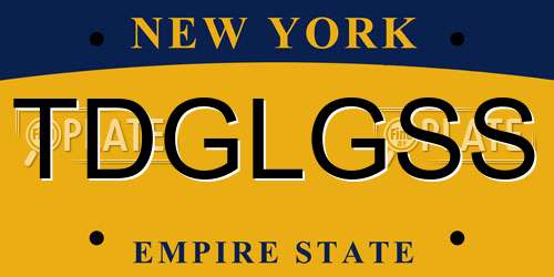 TDGLGSS New York License Plate