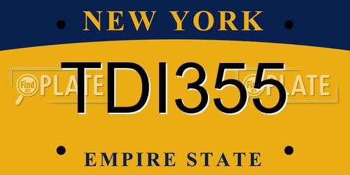 TDI355 New York License Plate