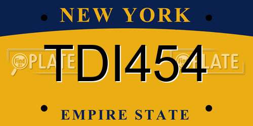 TDI454 New York License Plate