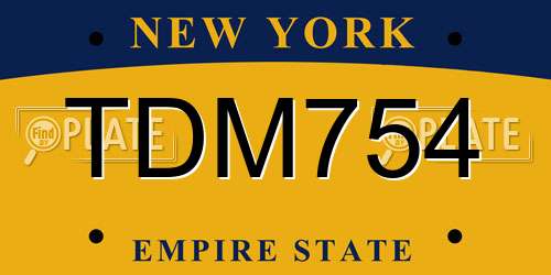 TDM754 New York License Plate