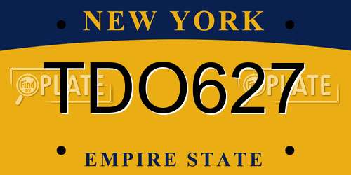 TDO627 New York License Plate