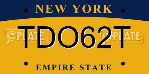 TDO62T New York License Plate