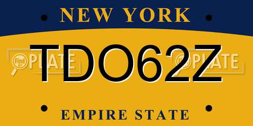 TDO62Z New York License Plate