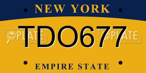 TDO677 New York License Plate