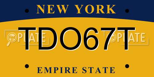 TDO67T New York License Plate