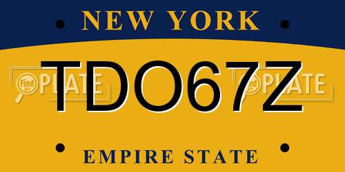TDO67Z New York License Plate