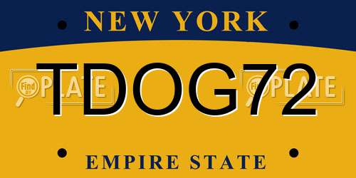 TDOG72 New York License Plate