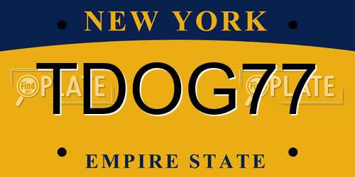TDOG77 New York License Plate