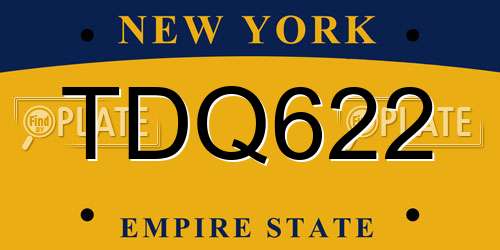 TDQ622 New York License Plate