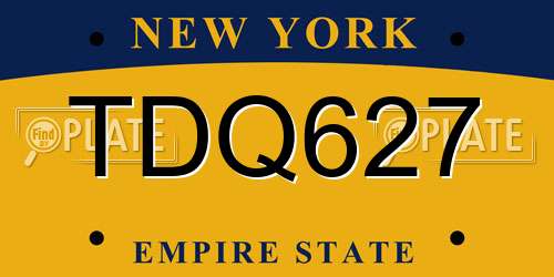 TDQ627 New York License Plate