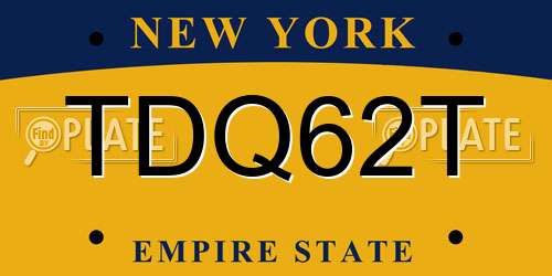 TDQ62T New York License Plate