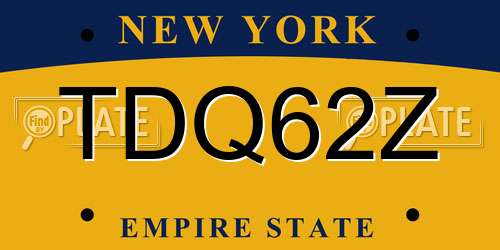 TDQ62Z New York License Plate