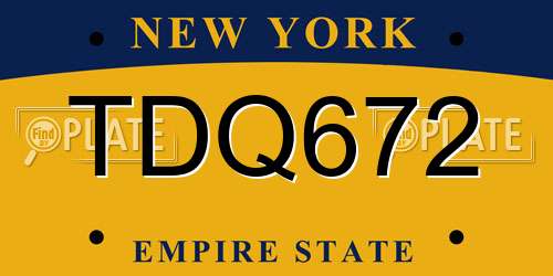 TDQ672 New York License Plate