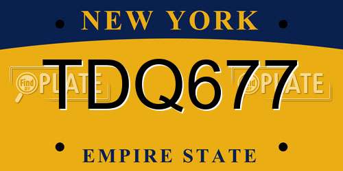 TDQ677 New York License Plate