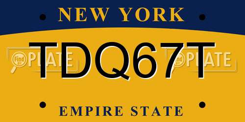 TDQ67T New York License Plate