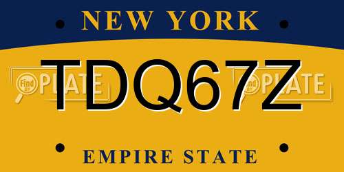 TDQ67Z New York License Plate