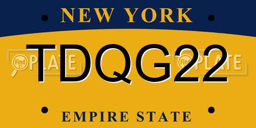 TDQG22 New York License Plate