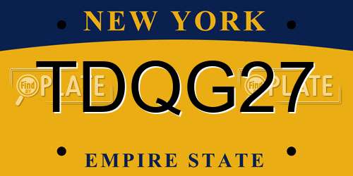 TDQG27 New York License Plate