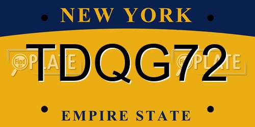 TDQG72 New York License Plate