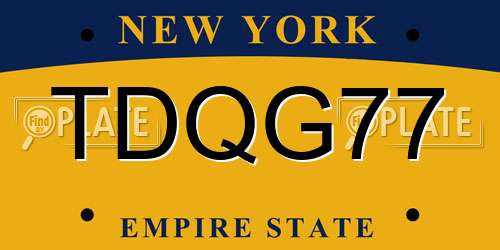 TDQG77 New York License Plate