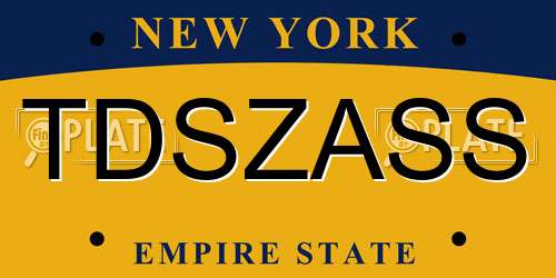 TDSZASS New York License Plate