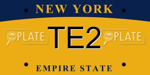 TE2 New York License Plate