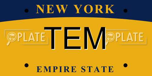 TEM New York License Plate