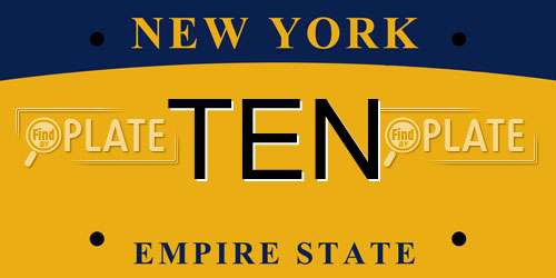 TEN New York License Plate