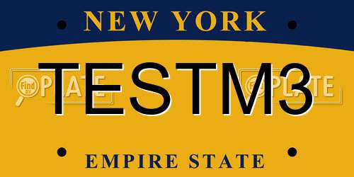 TESTM3 New York License Plate