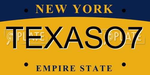 TEXASO7 New York License Plate