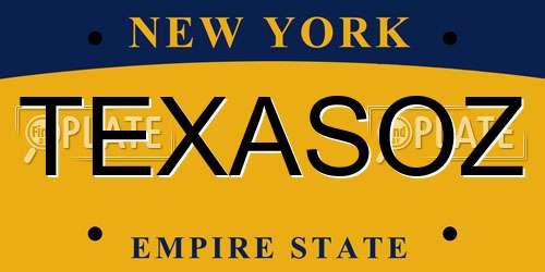 TEXASOZ New York License Plate