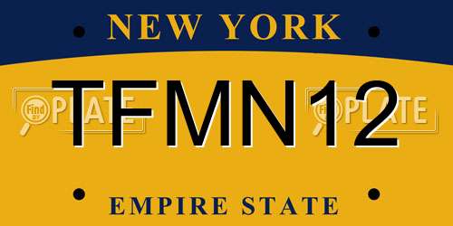 TFMN12 New York License Plate