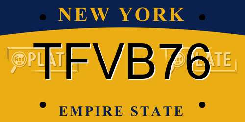 TFVB76 New York License Plate