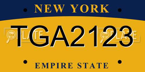 TGA2123 New York License Plate